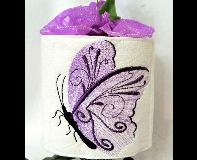 Scroll Butterfly Toilet Paper Design Machine Embroidery Pattern